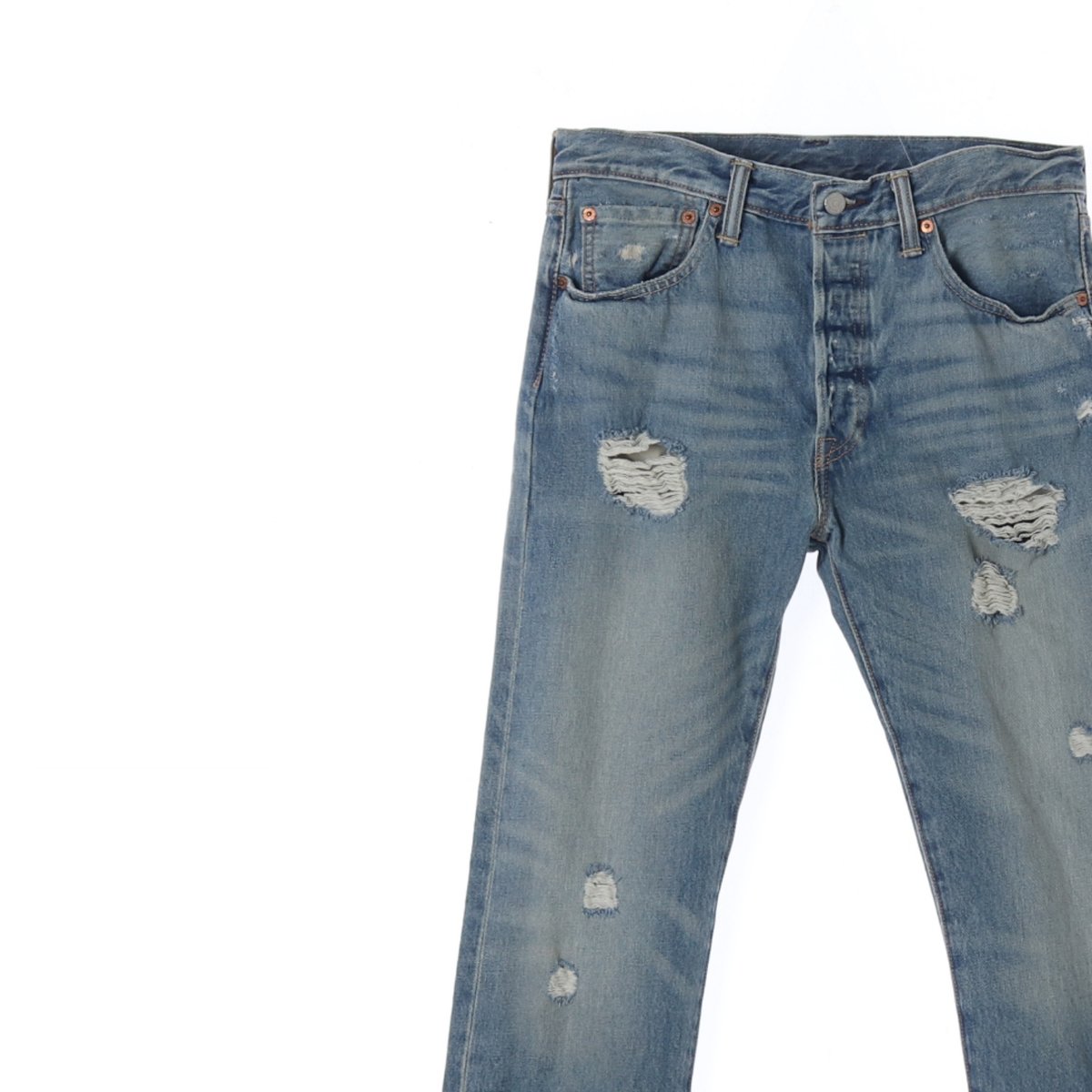 리바이스501 연청 워싱 데미지드 진 데님 청바지 이미지 2