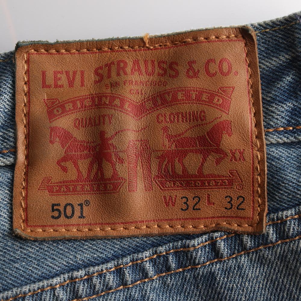 리바이스501 연청 워싱 데미지드 진 데님 청바지 이미지 5