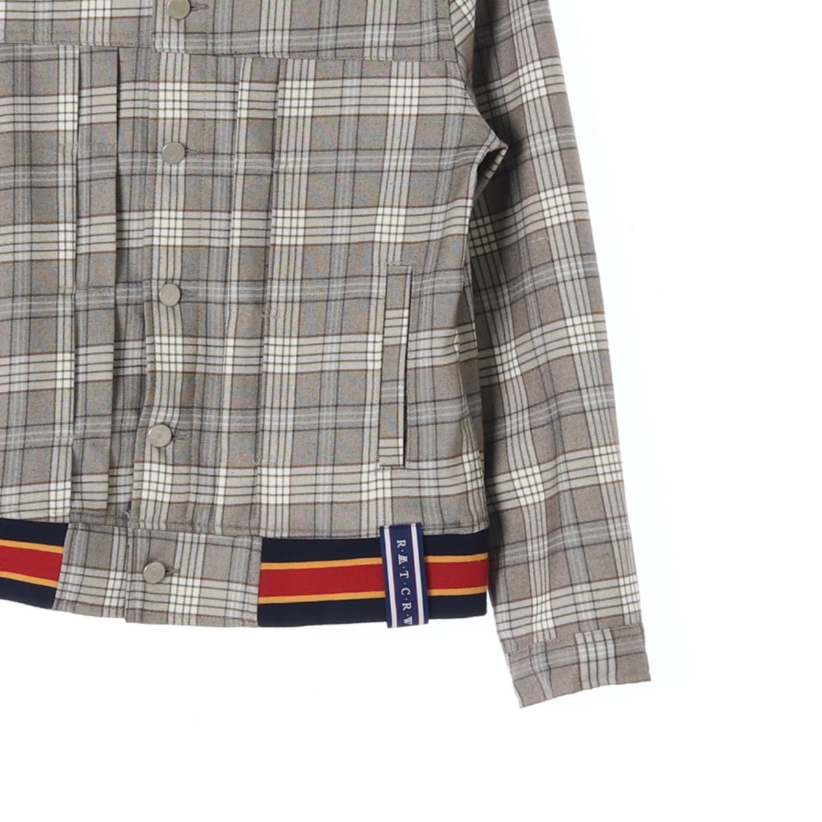 로맨틱 크라운 체크 밴드 디테일 트럭커 자켓 이미지 3