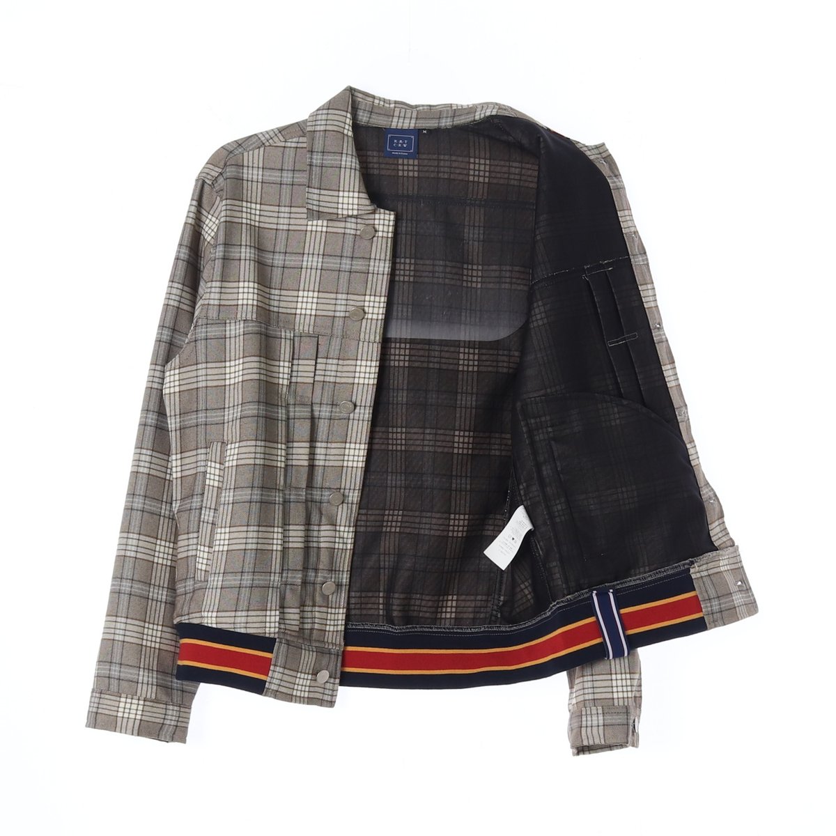 로맨틱 크라운 체크 밴드 디테일 트럭커 자켓 이미지 4