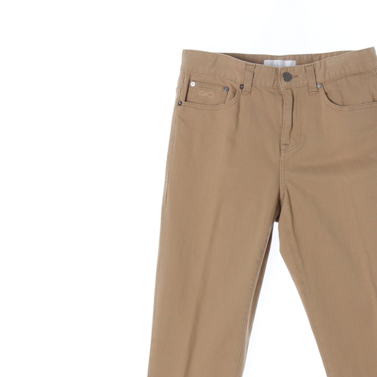 플랙 베이지 코튼 데님 치노팬츠 이미지 2