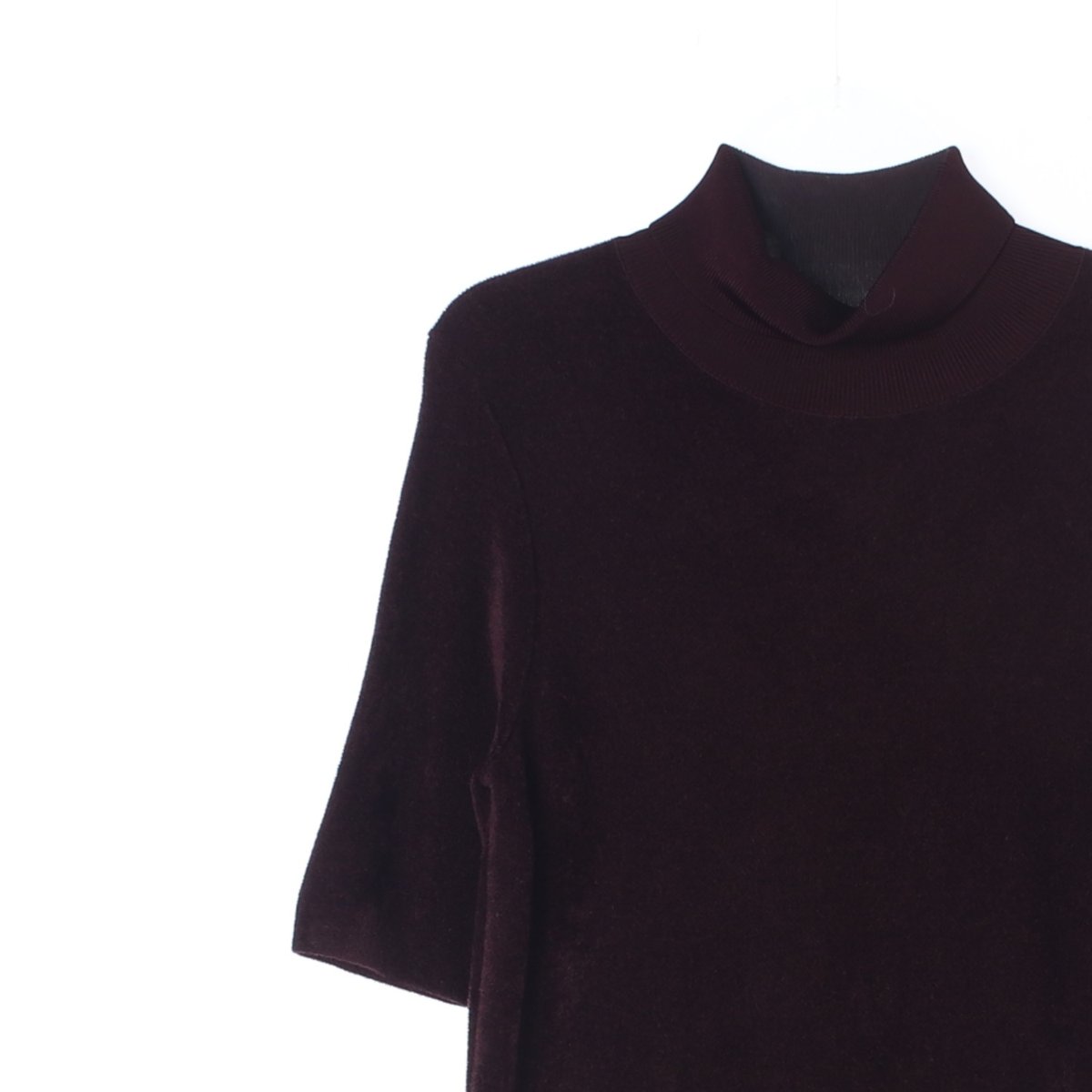 코스 버건디 모크넥 기모 벨벳 니트 티셔츠 이미지 2