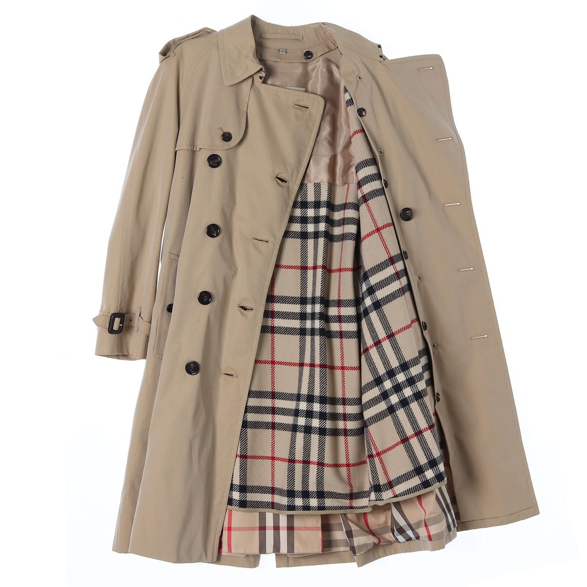 버버리 베이지 슬릿 더블 트렌치코트 이미지 4