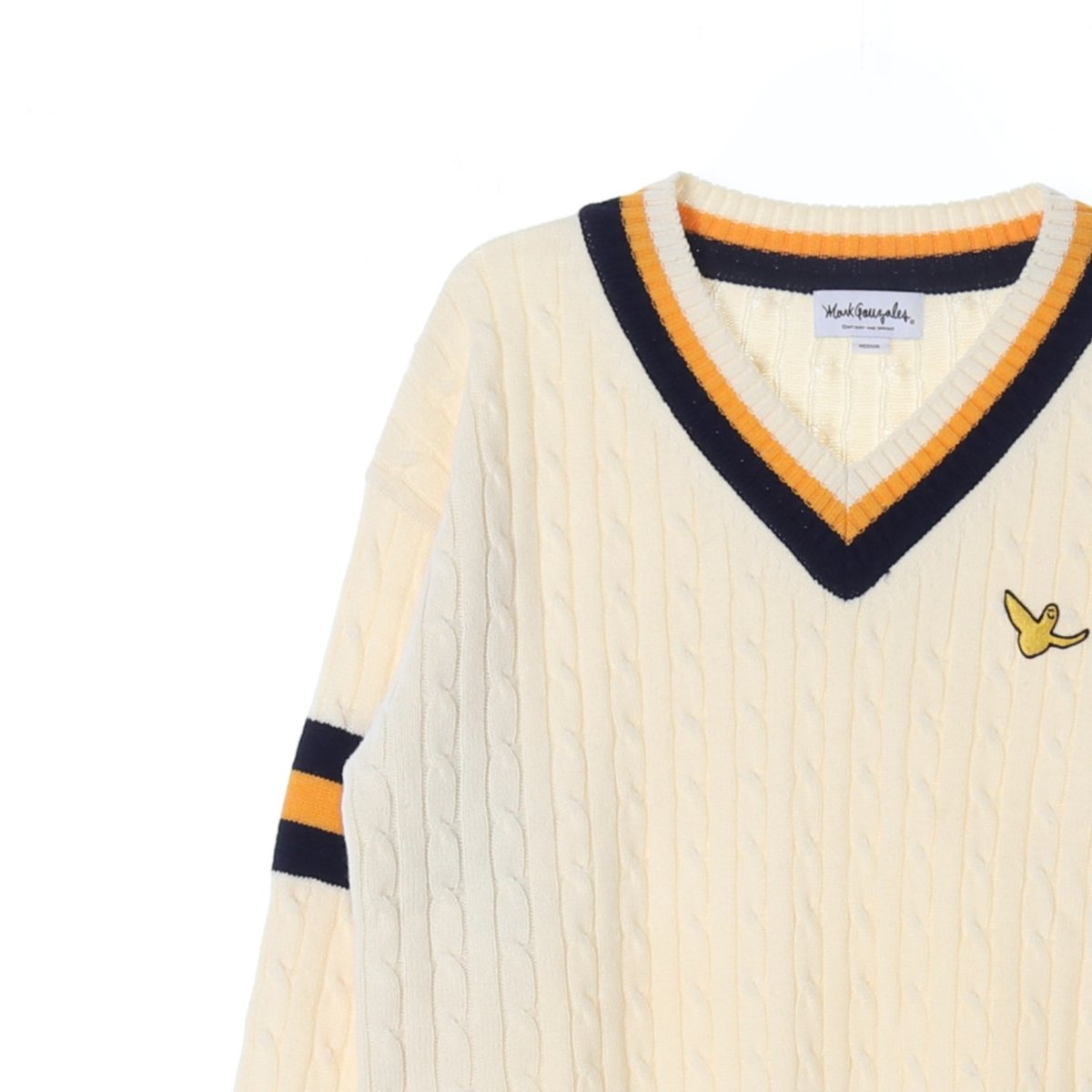 마크곤잘레스 아이보리 브이넥 꽈배기 니트 스웨터 이미지 2