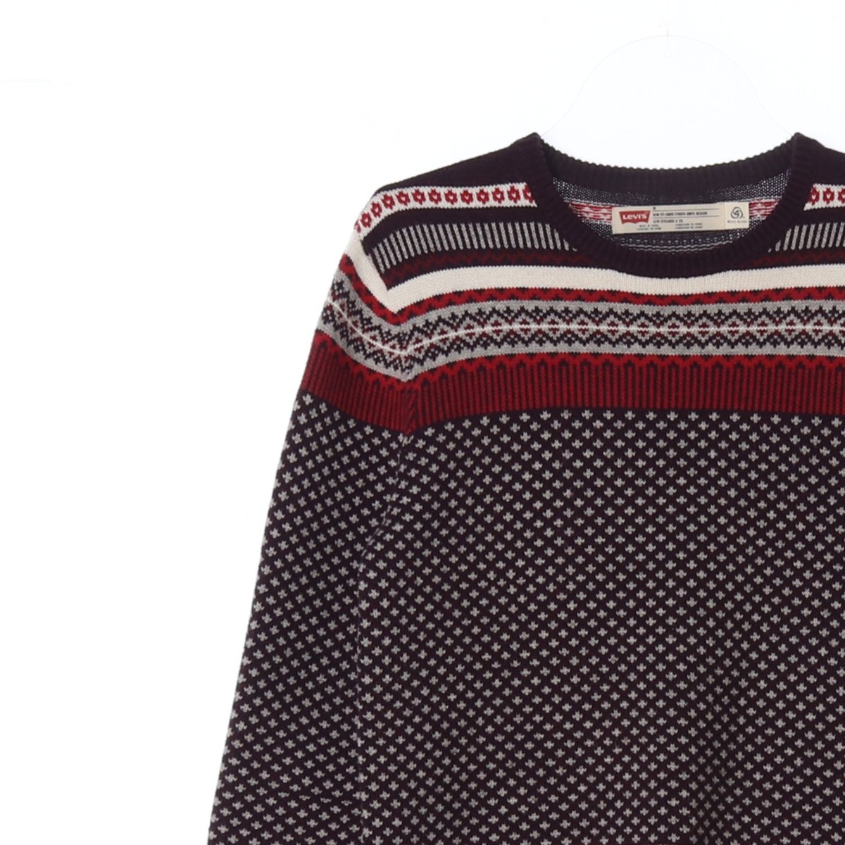 리바이스 버건디 패턴 라운드 울 니트 스웨터 이미지 2