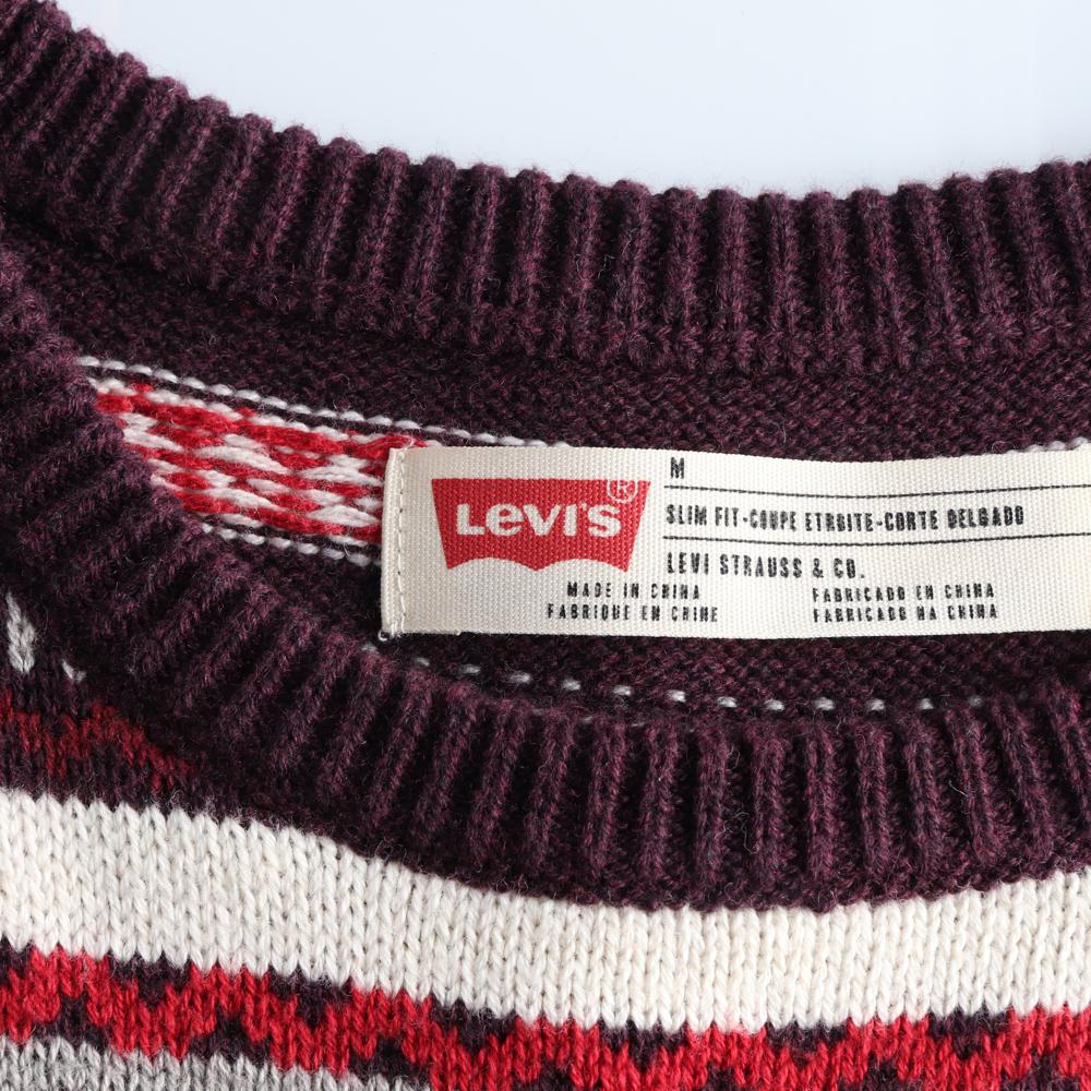 리바이스 버건디 패턴 라운드 울 니트 스웨터 이미지 5