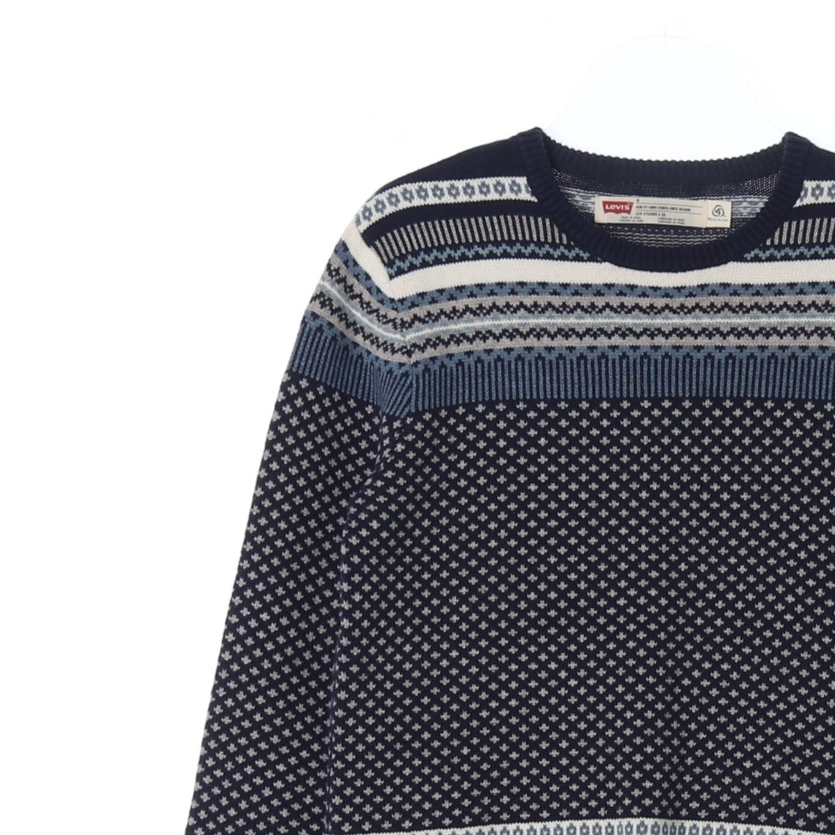 리바이스 네이비 패턴 라운드 울 니트 스웨터 이미지 2