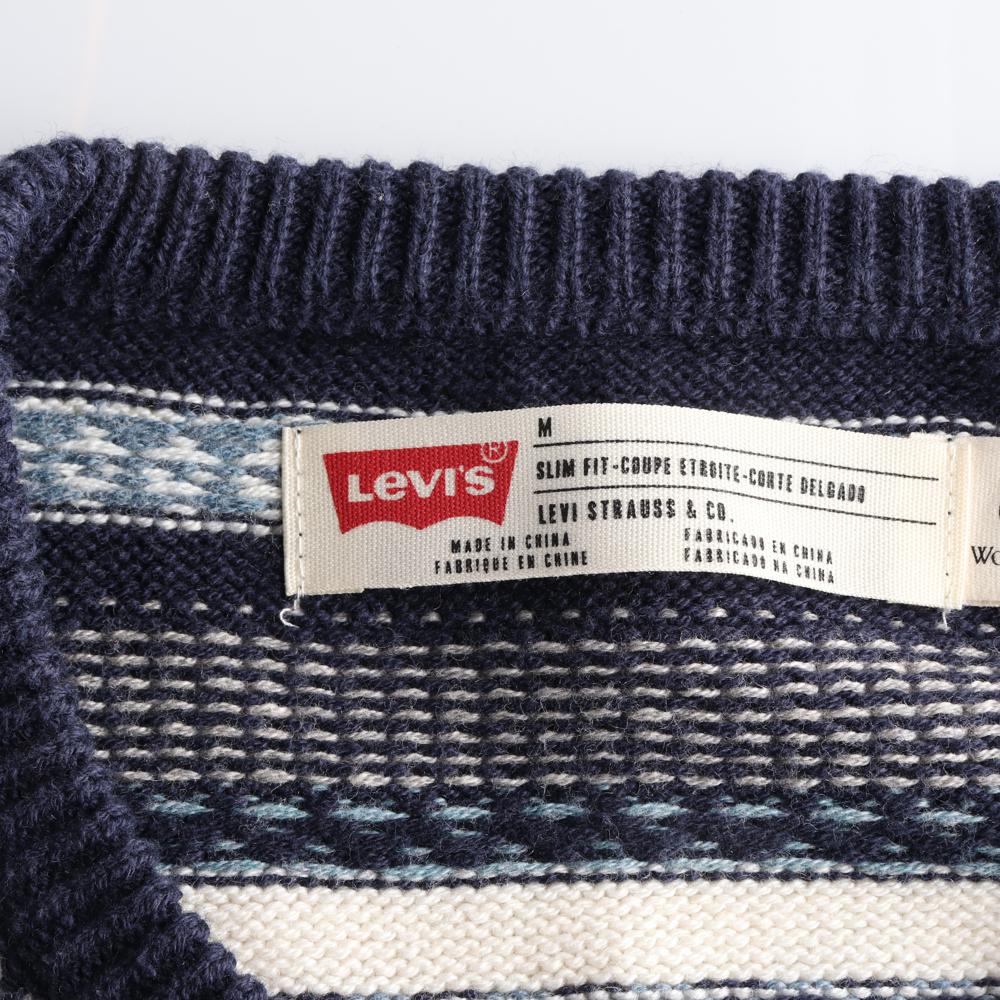 리바이스 네이비 패턴 라운드 울 니트 스웨터 이미지 5