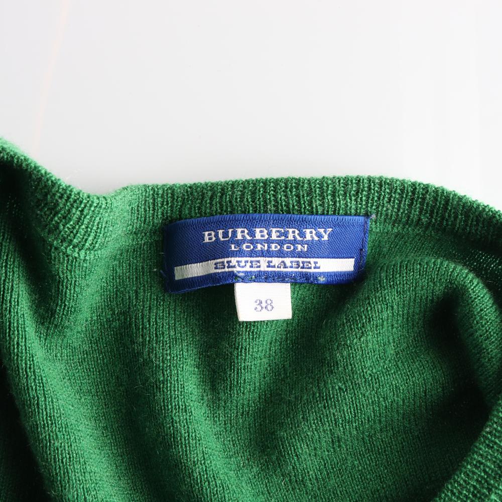 버버리 울캐시미어100% 그린 반팔 니트 스웨터 이미지 5