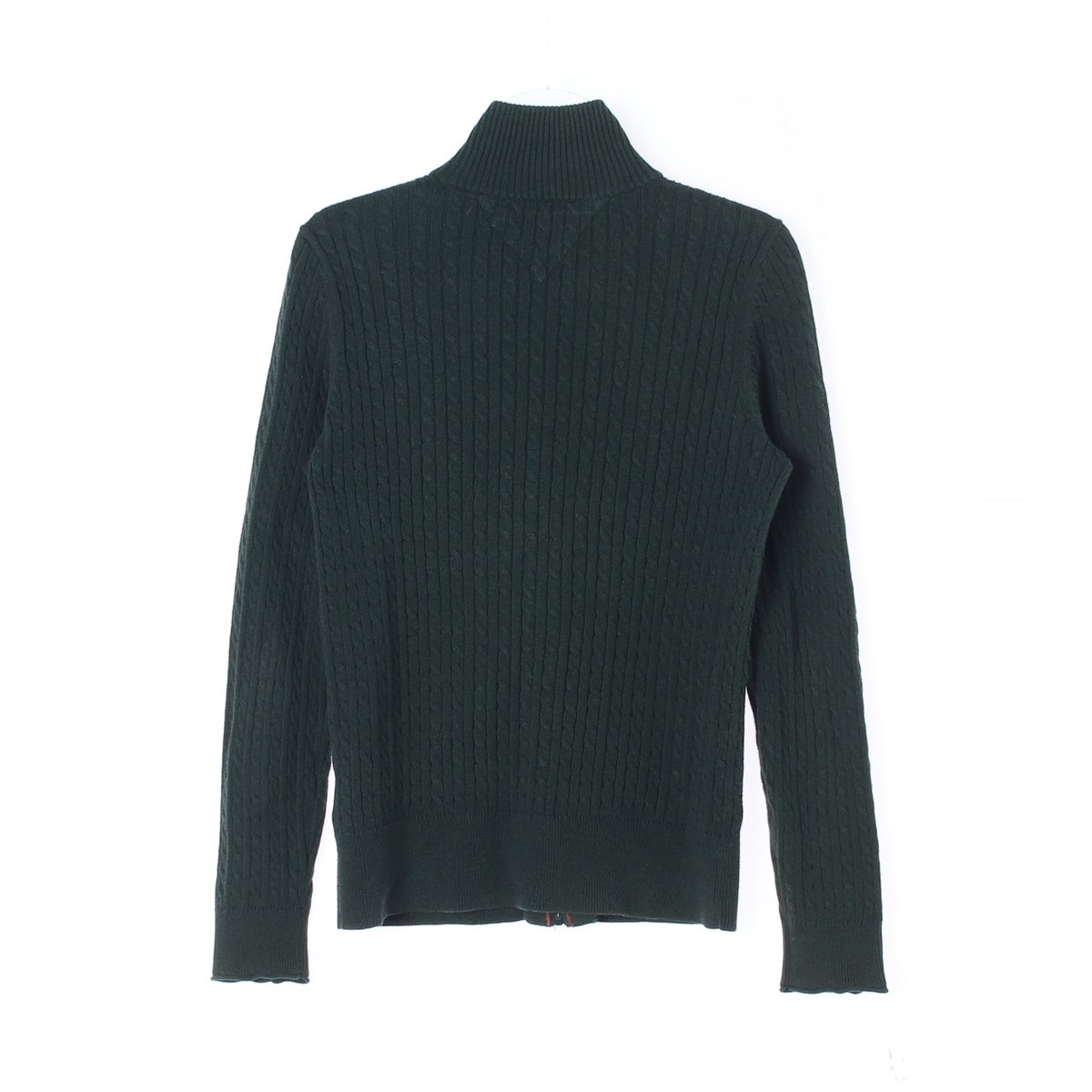 타미힐피거 그린 꽈배기 하이넥 집업 가디건 재킷 이미지 4