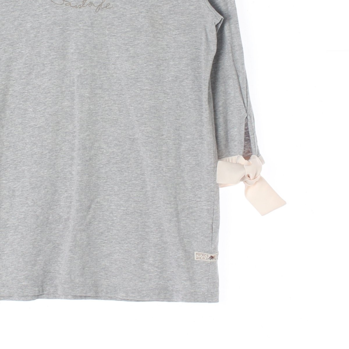 써스데이 아일랜드 리본 타이 소매 그레이 7부 티셔츠 이미지 3