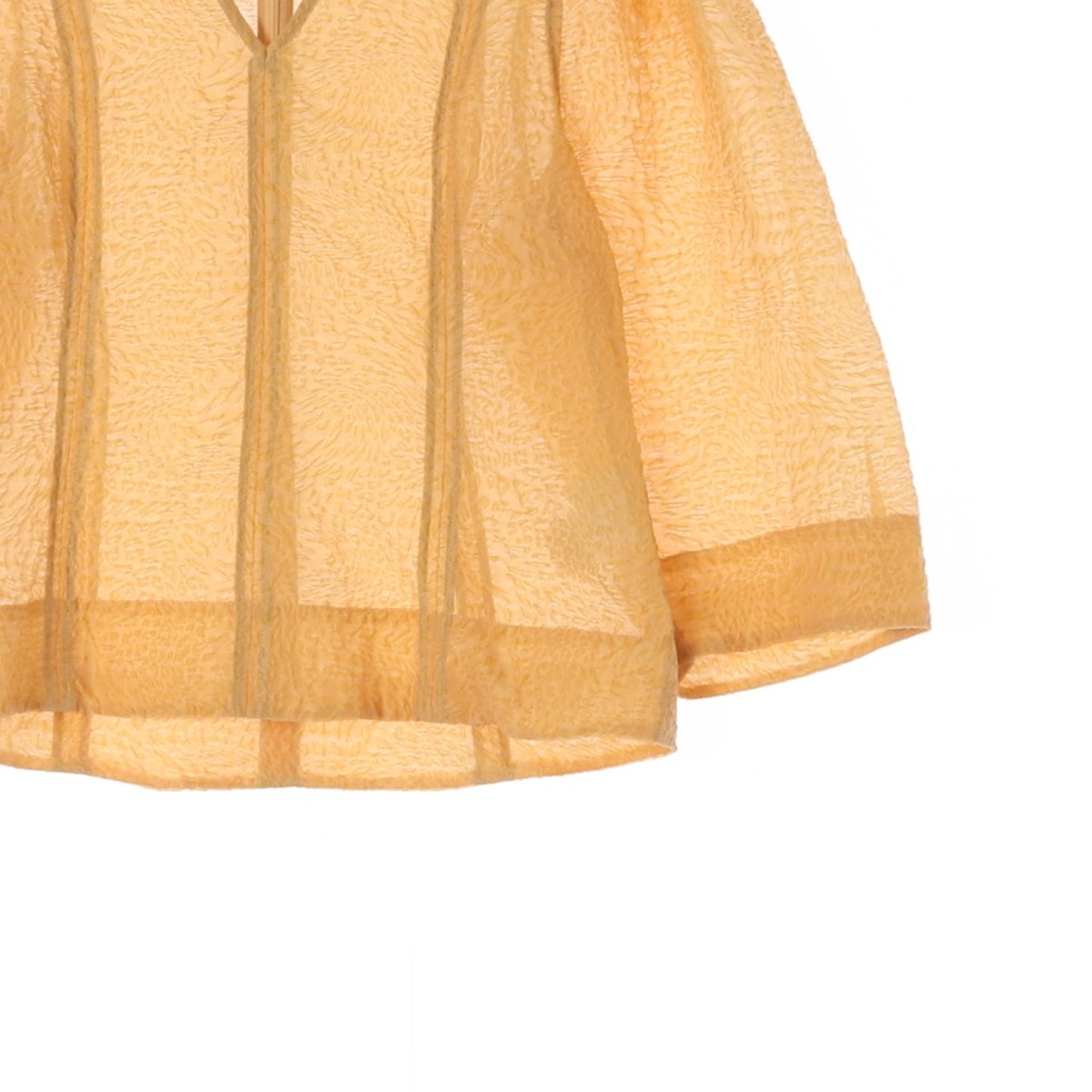 ORR오르 옐로우 퍼프 브이넥 시스루 블라우스 이미지 3