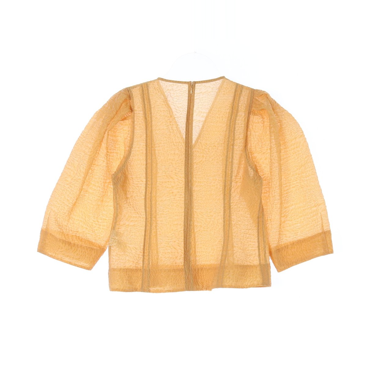 ORR오르 옐로우 퍼프 브이넥 시스루 블라우스 이미지 4