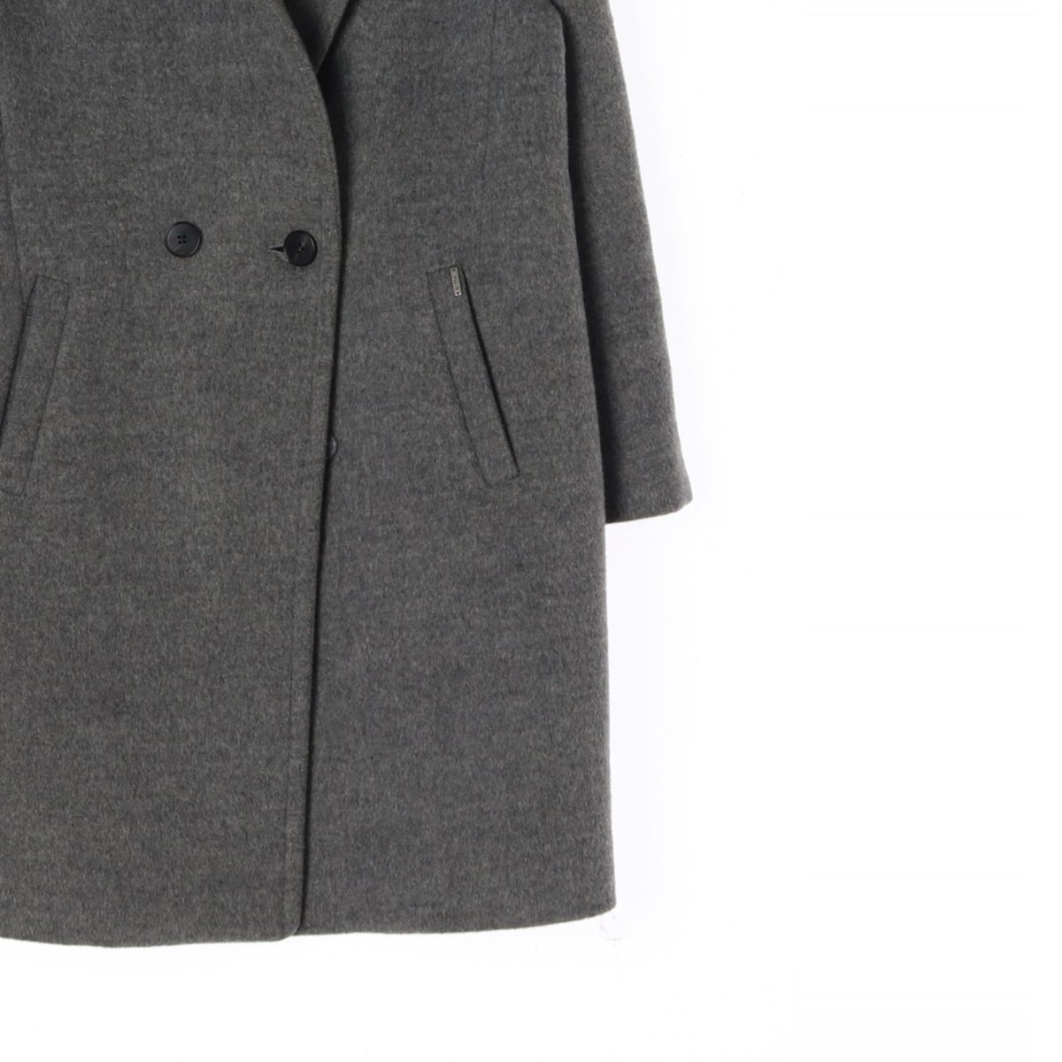헤지스 울앙고라100% 그레이 롱 더블코트 이미지 3
