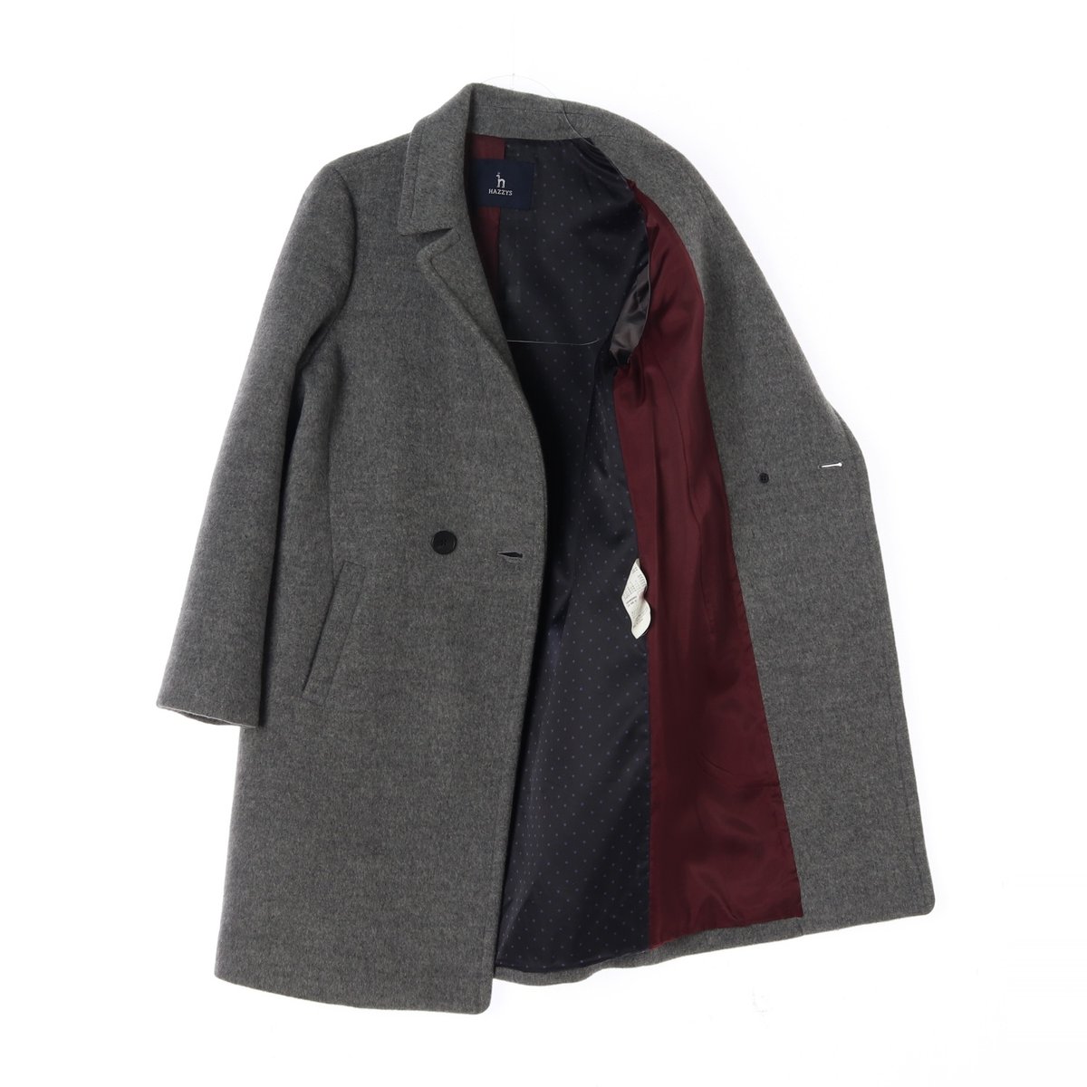 헤지스 울앙고라100% 그레이 롱 더블코트 이미지 4