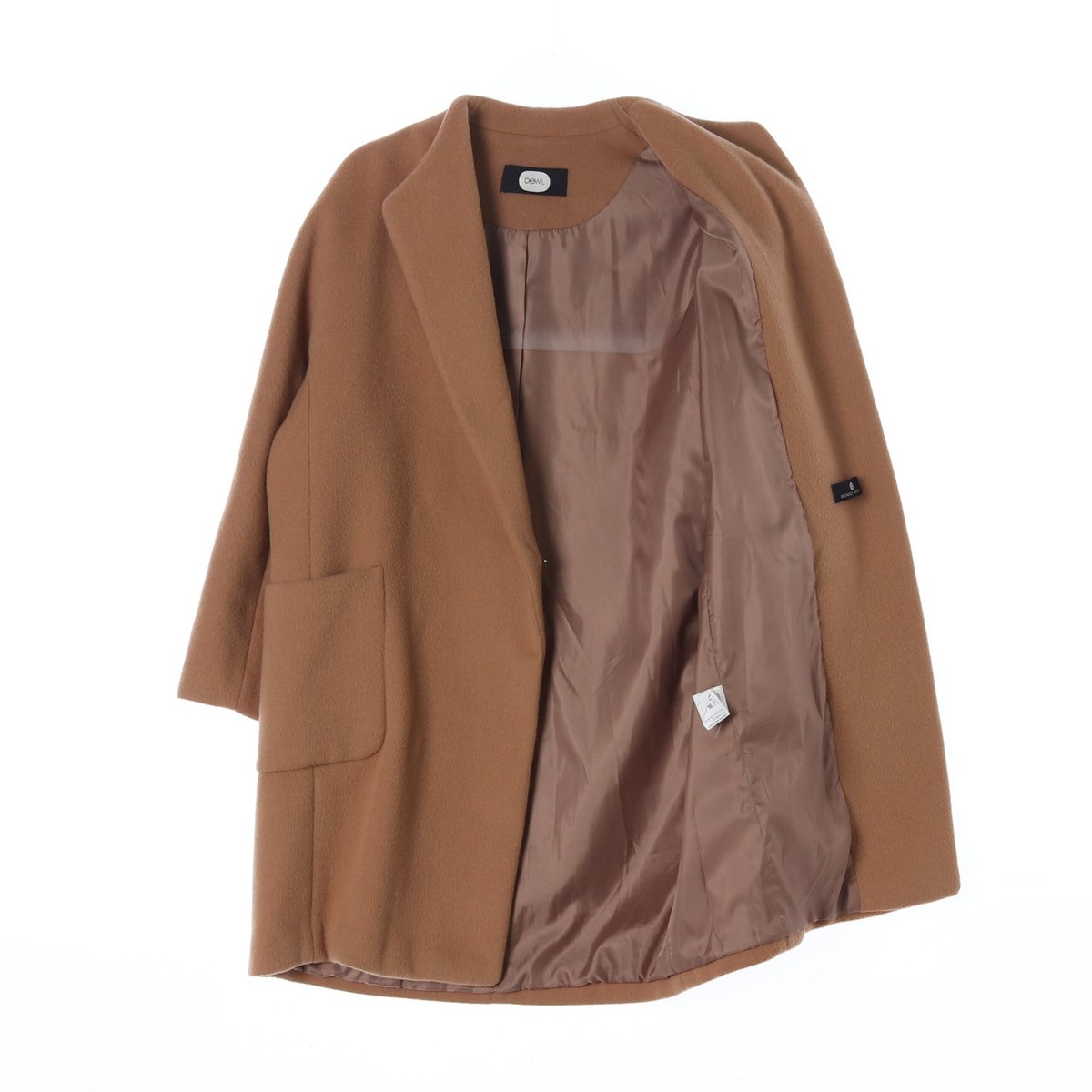 듀엘 울앙고라80% 카멜 브로치 하프 코트 이미지 4