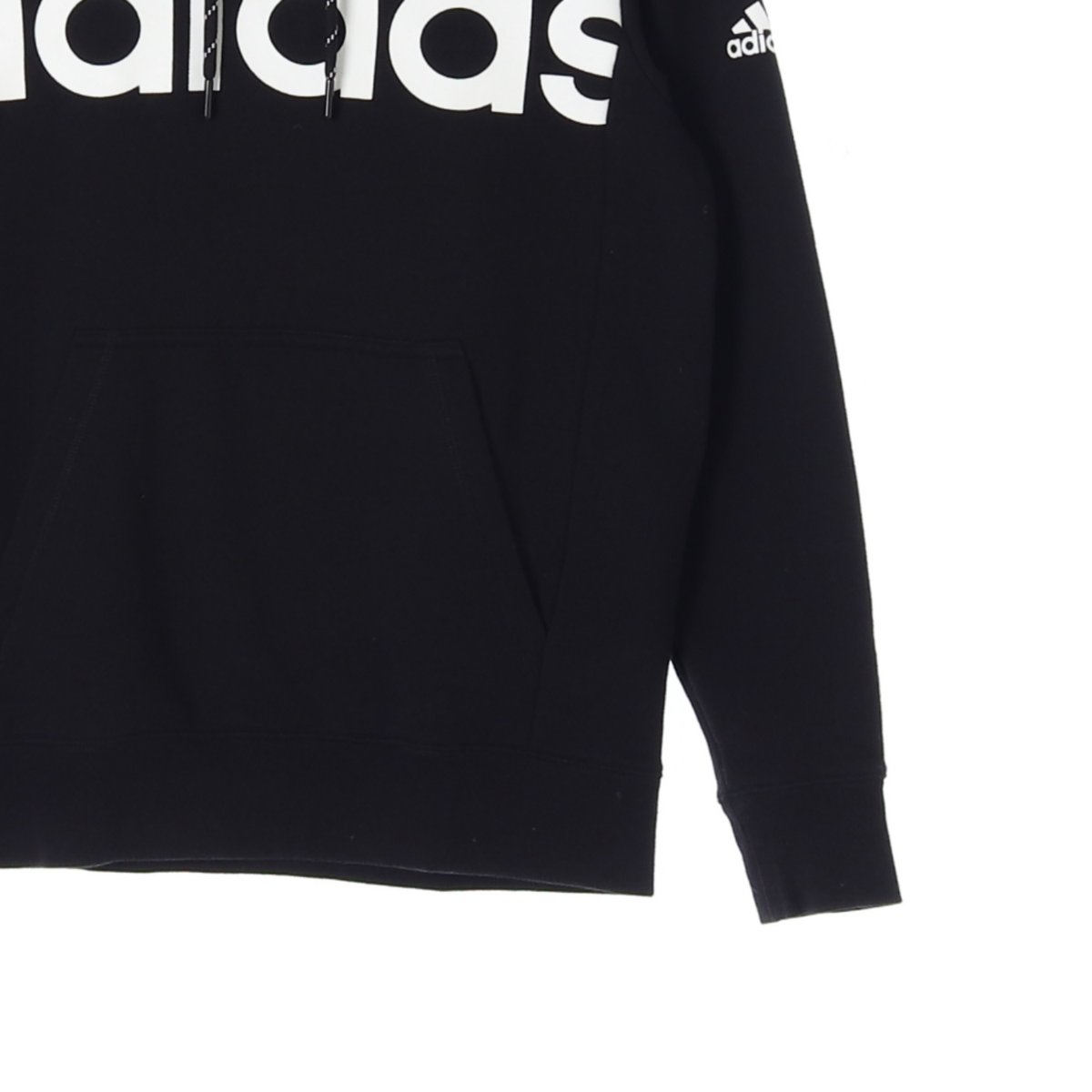 아디다스 블랙 빅로고 기모 후드 집업 티셔츠 이미지 3