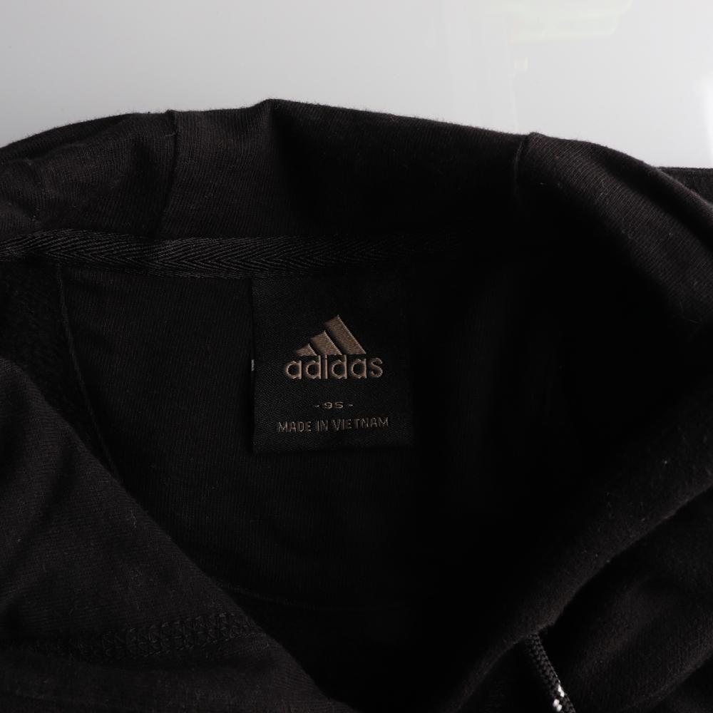 아디다스 블랙 빅로고 기모 후드 집업 티셔츠 이미지 5