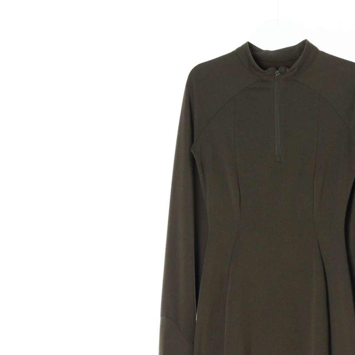 누피크 카키 하프집업 슬릿 롱원피스 이미지 2