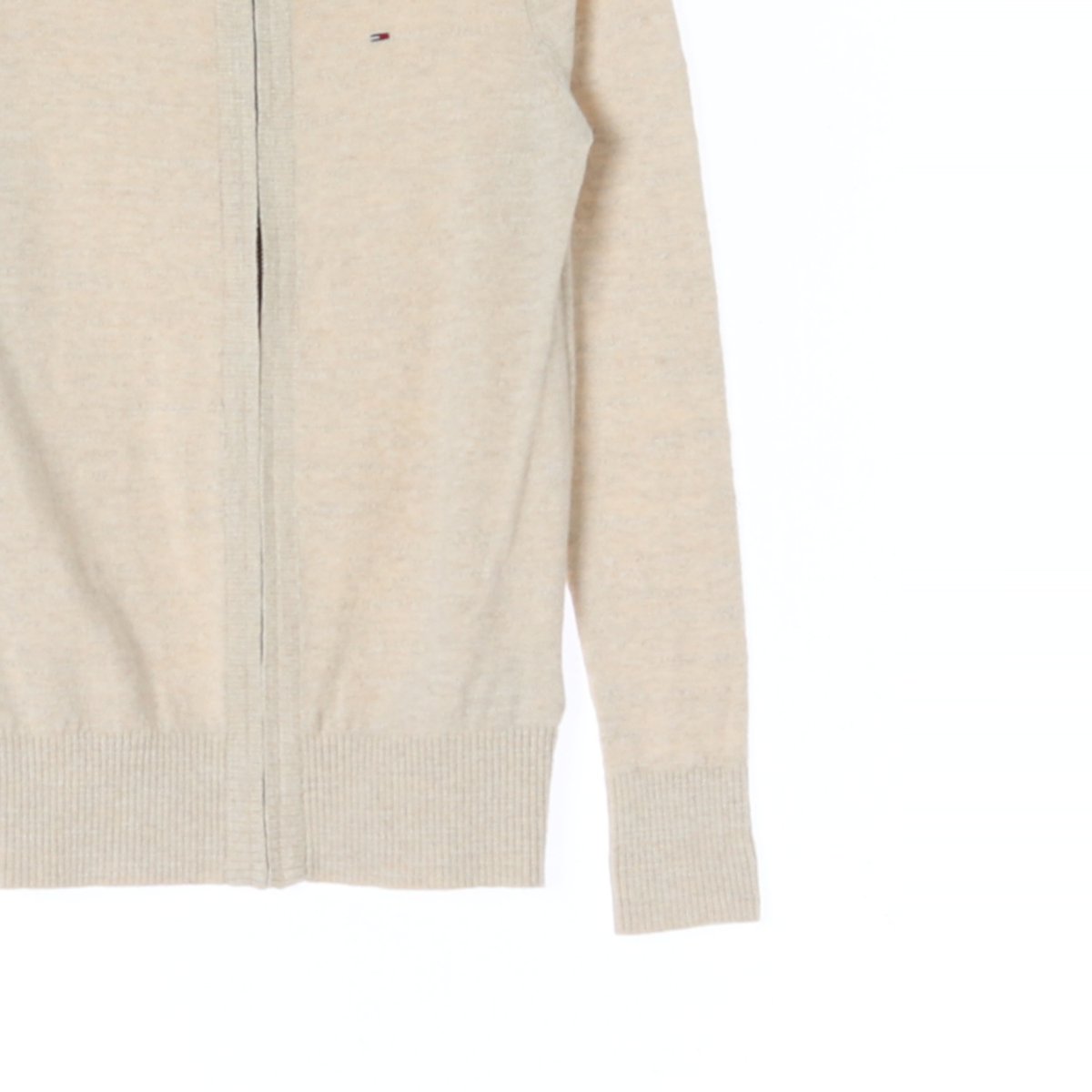 타미힐피거 베이지 하이넥 집업 니트 가디건 이미지 3