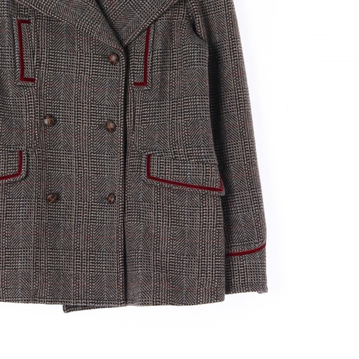 써스데이 아일랜드 울90% 체크 더블 하프 코트 이미지 3