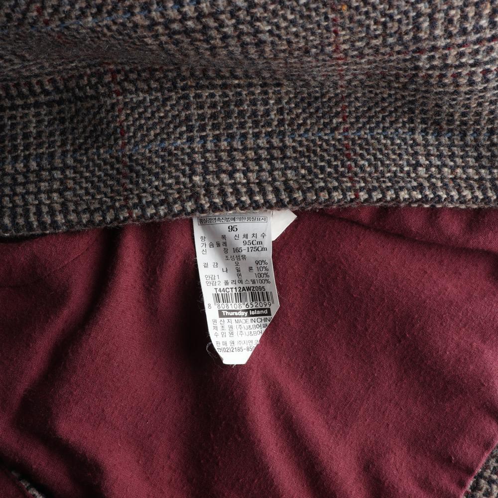 써스데이 아일랜드 울90% 체크 더블 하프 코트 이미지 7