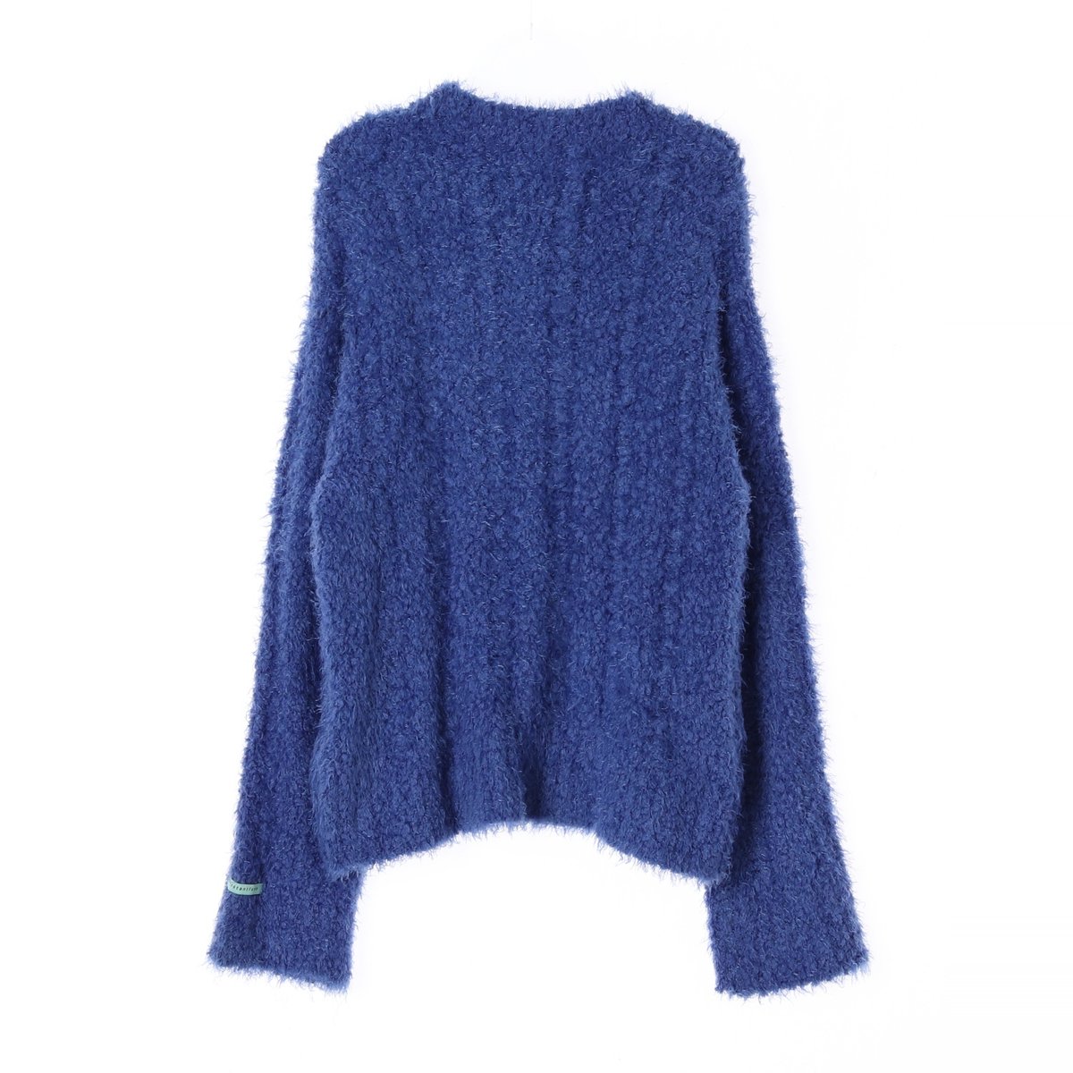 인스턴트펑크 블루 헤어리 손목 로고 니트 스웨터 이미지 4