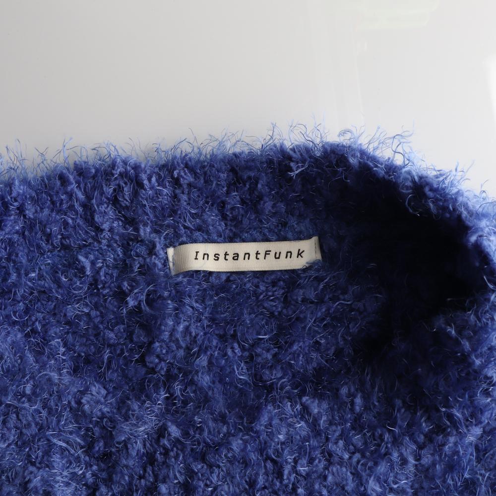 인스턴트펑크 블루 헤어리 손목 로고 니트 스웨터 이미지 5