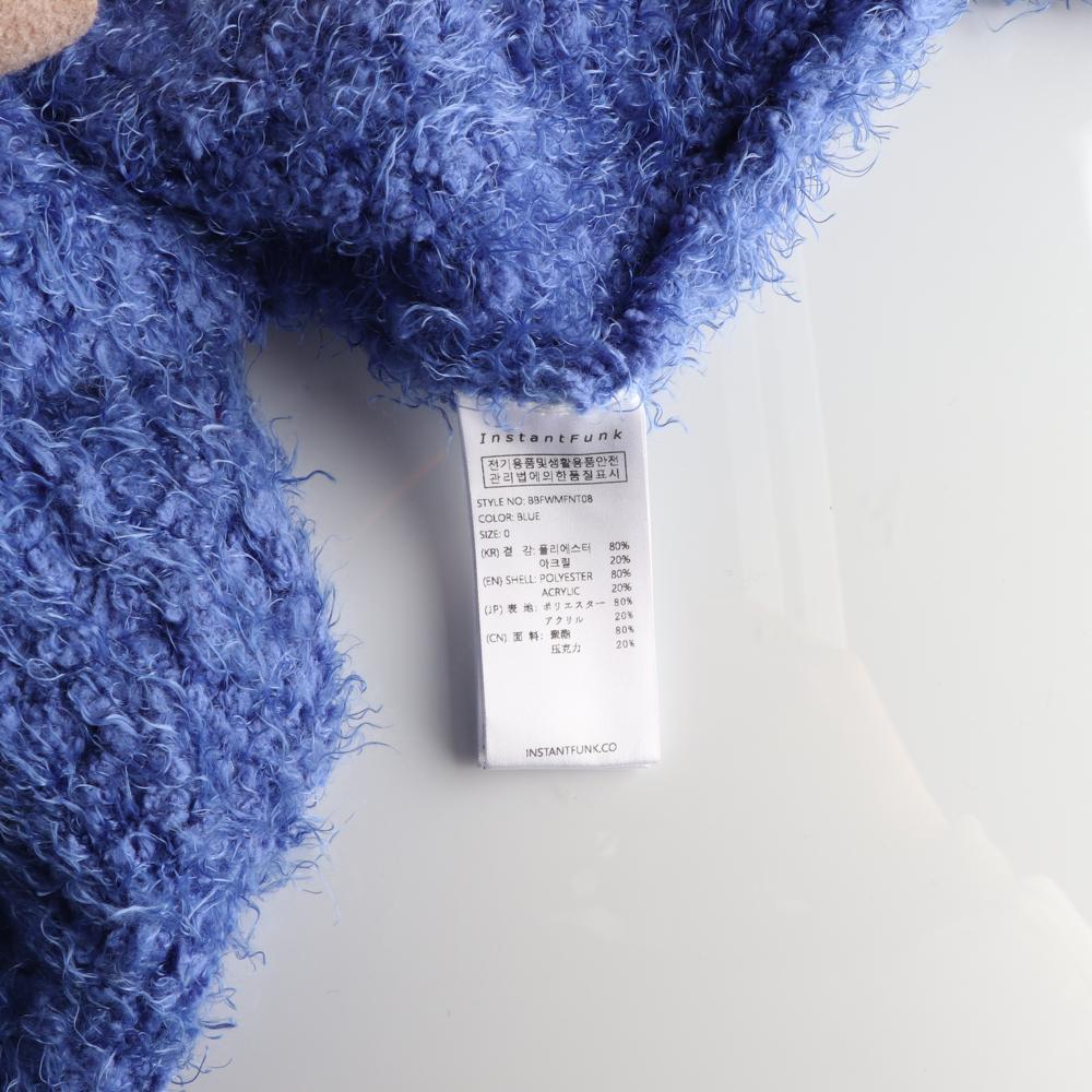인스턴트펑크 블루 헤어리 손목 로고 니트 스웨터 이미지 6