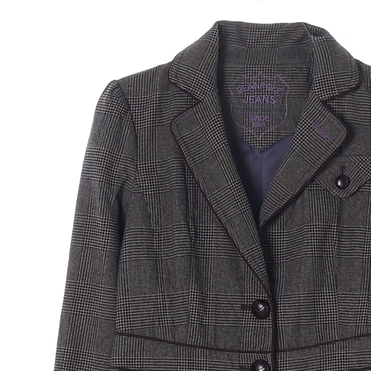 빈폴 차콜 퍼플 체크 승마 테일러드 숏재킷 이미지 2