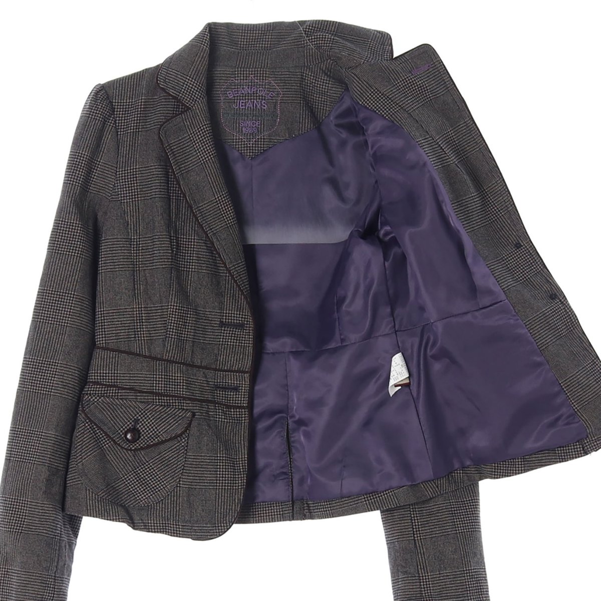 빈폴 차콜 퍼플 체크 승마 테일러드 숏재킷 이미지 4