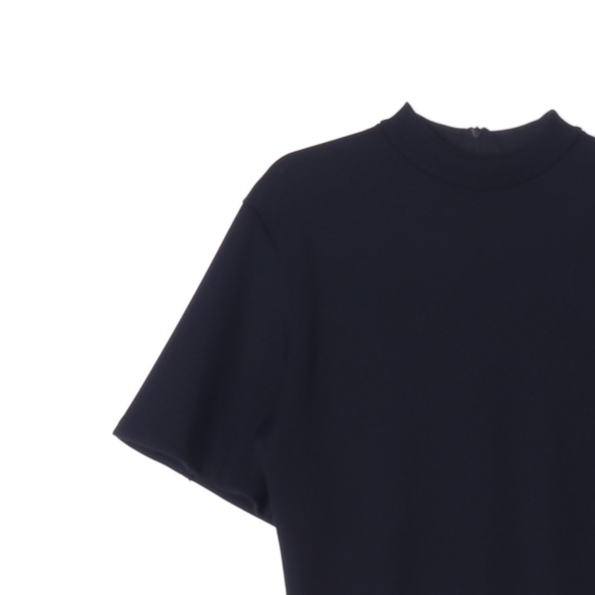 시스템 블랙 골지 반목 하프넥 반팔 티셔츠 이미지 2