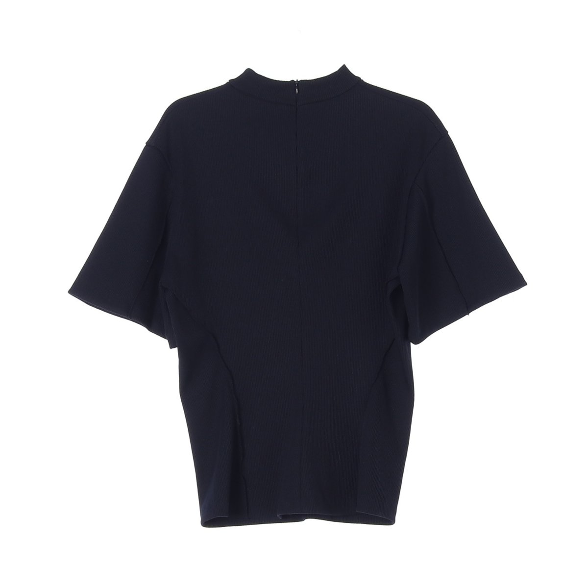 시스템 블랙 골지 반목 하프넥 반팔 티셔츠 이미지 4