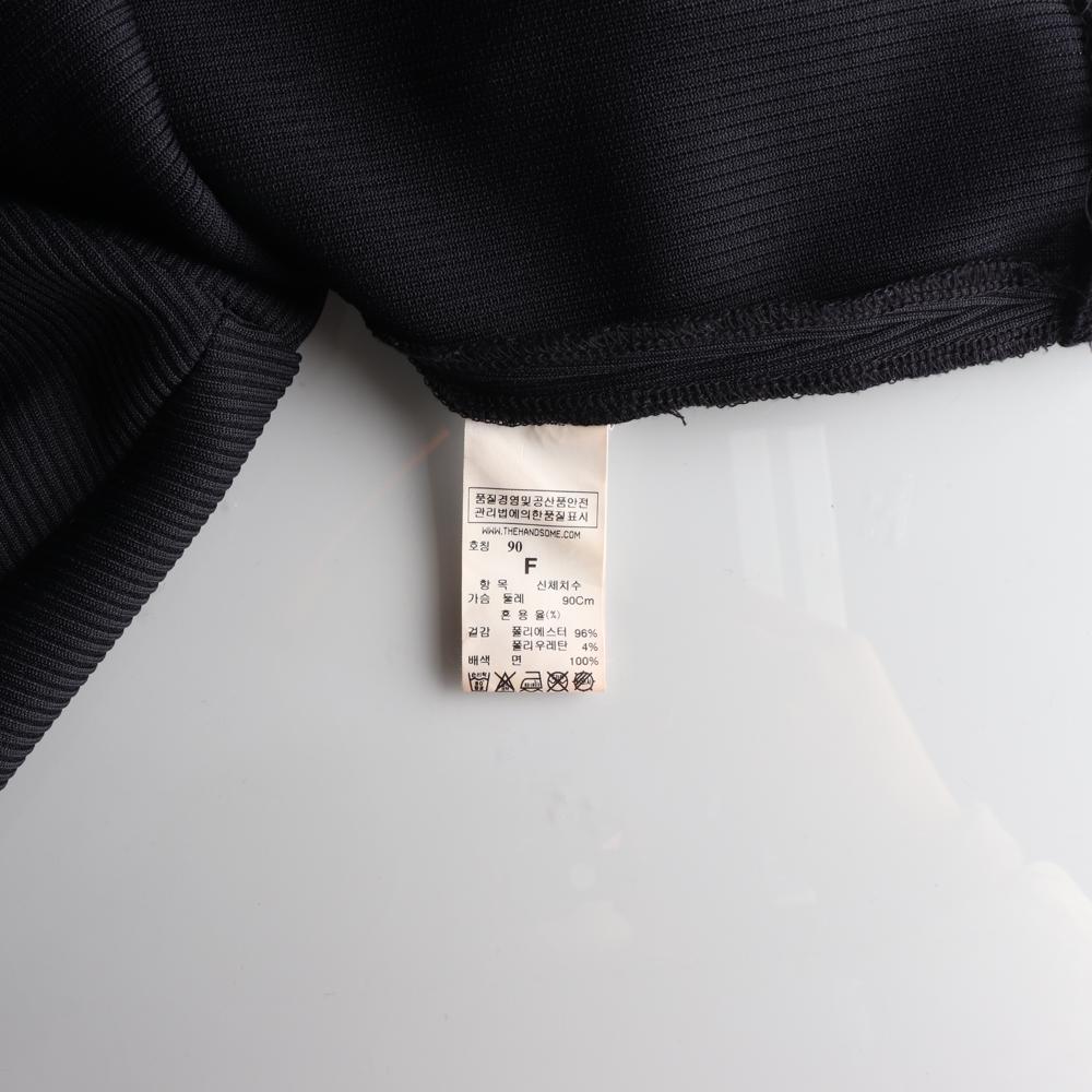 시스템 블랙 골지 반목 하프넥 반팔 티셔츠 이미지 6