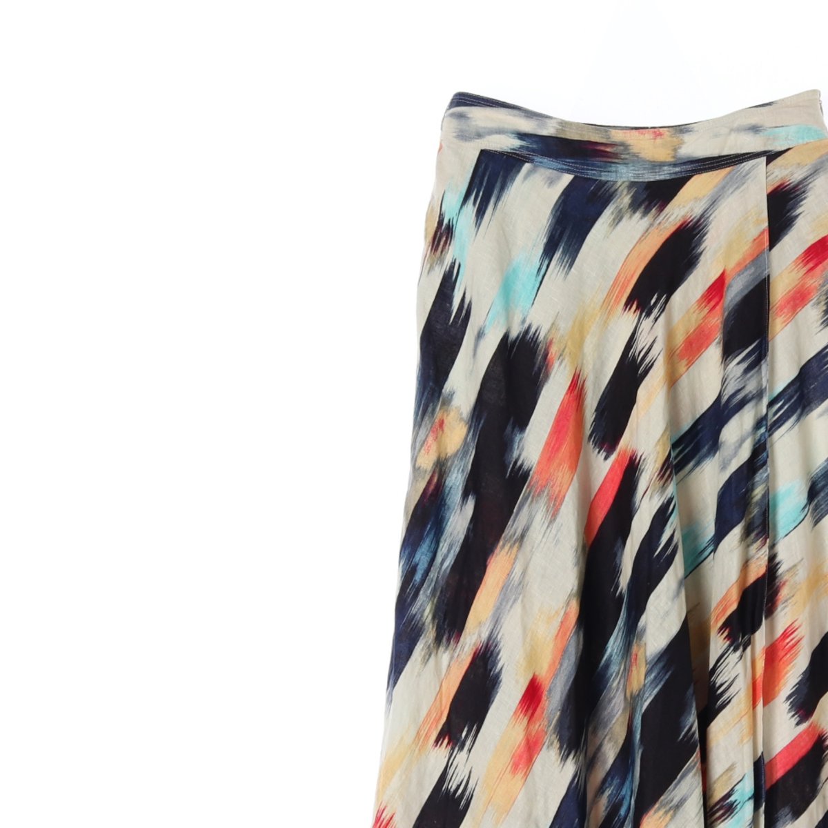 DKNY디케이엔와이 린넨100% 페인팅 랩 롱스커트 이미지 2