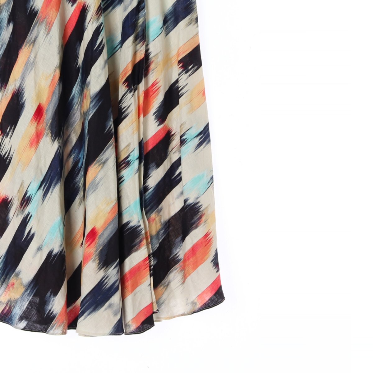 DKNY디케이엔와이 린넨100% 페인팅 랩 롱스커트 이미지 3