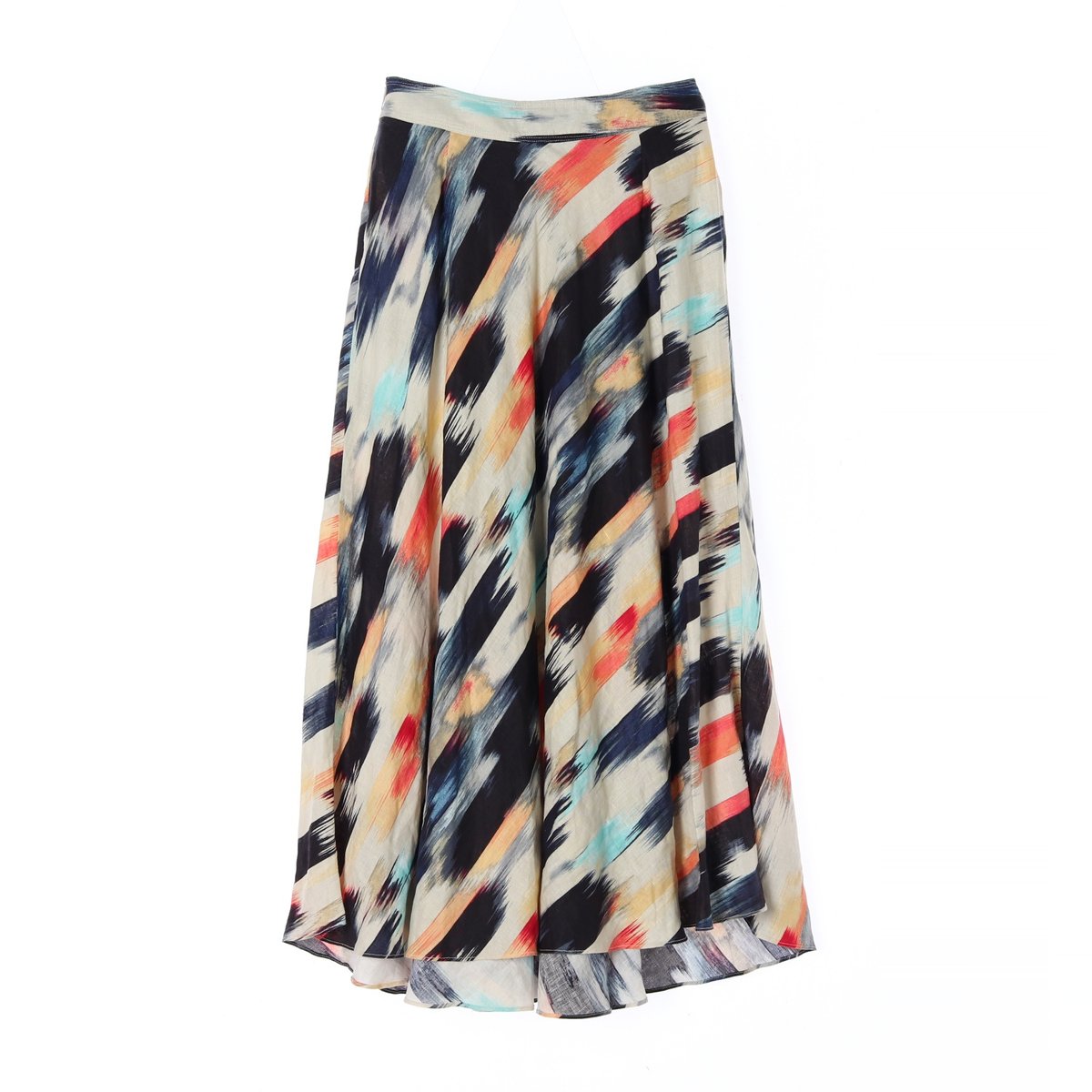 DKNY디케이엔와이 린넨100% 페인팅 랩 롱스커트 이미지 4