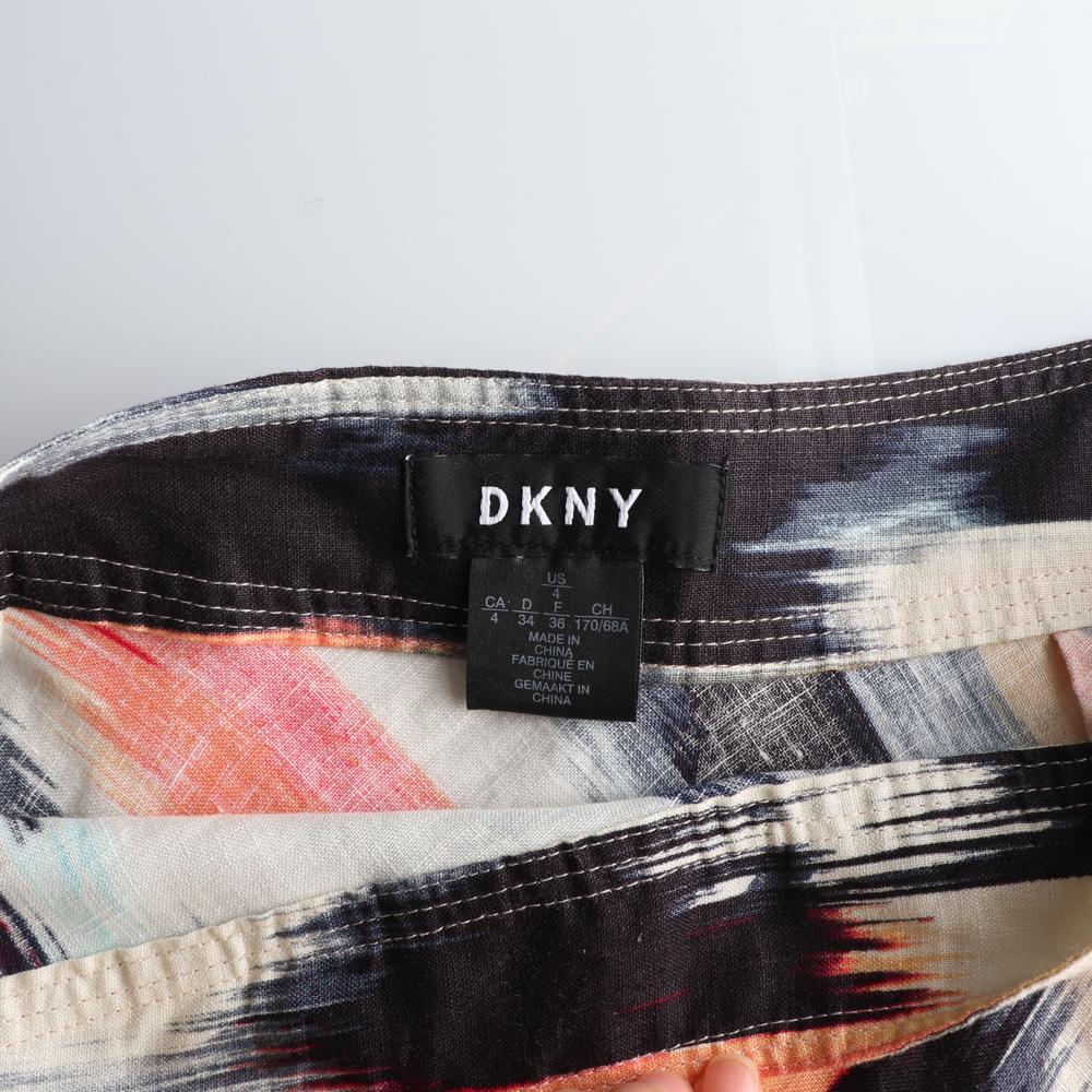 DKNY디케이엔와이 린넨100% 페인팅 랩 롱스커트 이미지 5