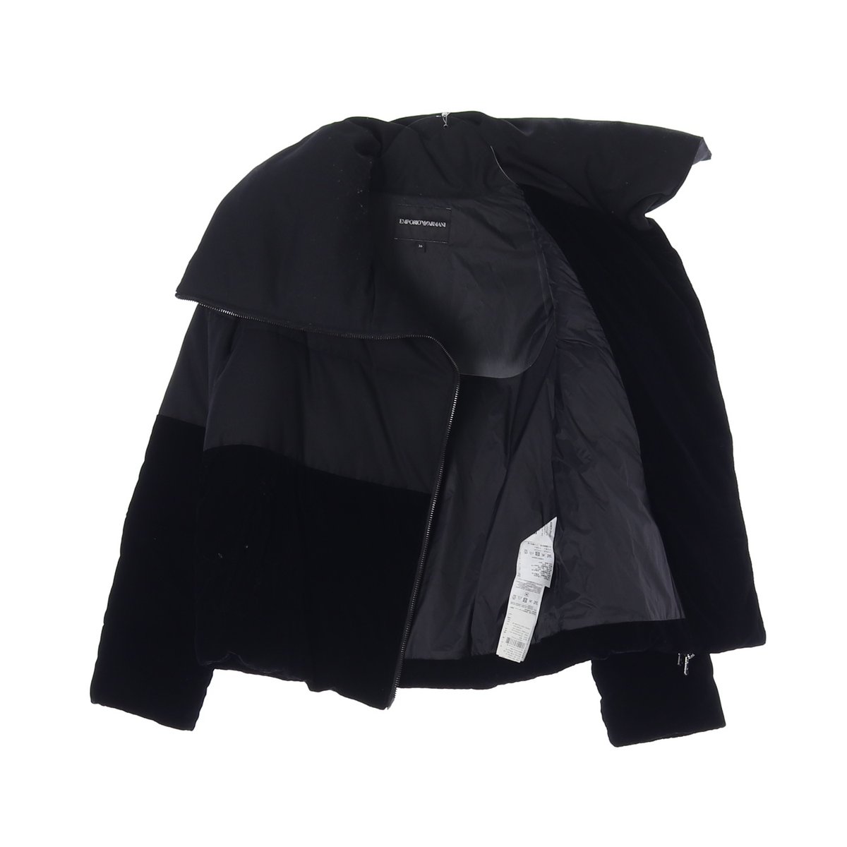 엠포리오 아르마니 벨루어 벨벳 배색 숏패딩 이미지 4