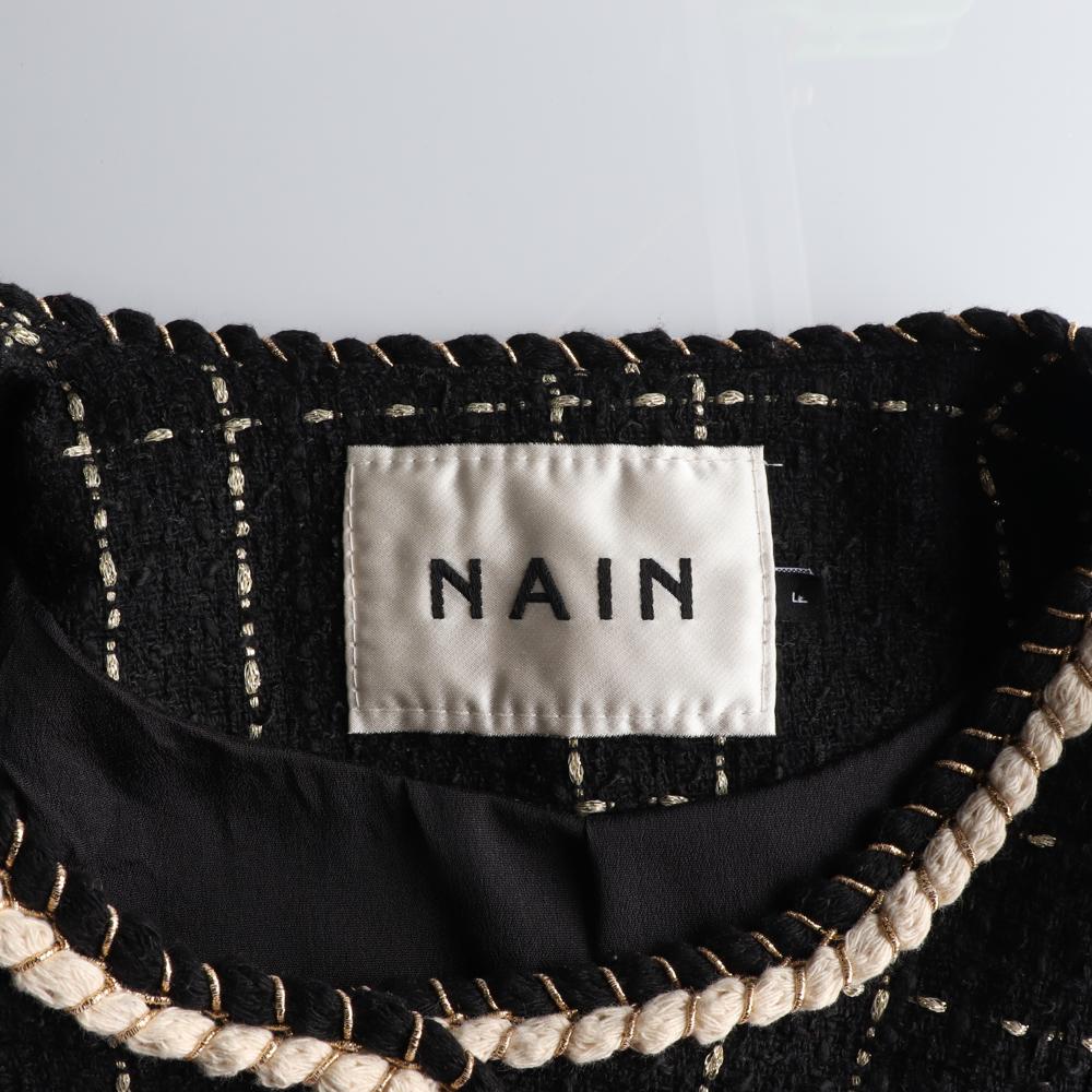 나인 블랙 화이트 트위드 진주버튼 재킷 이미지 6