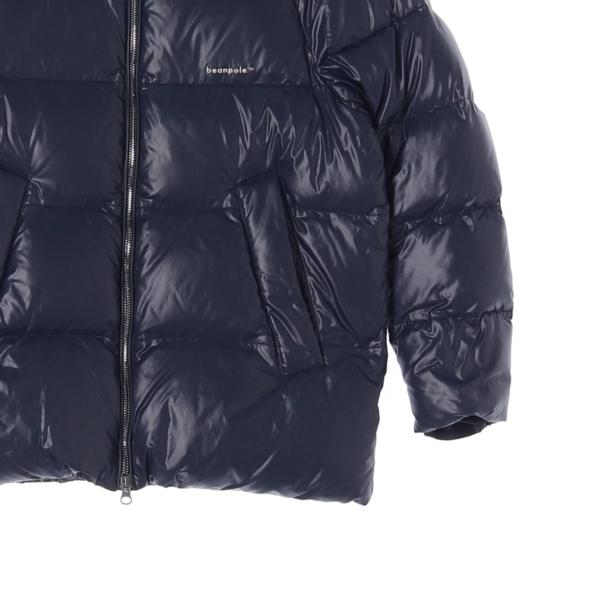 빈폴 덕다운 유광 네이비 패딩 파카 노카라 다운재킷 이미지 3