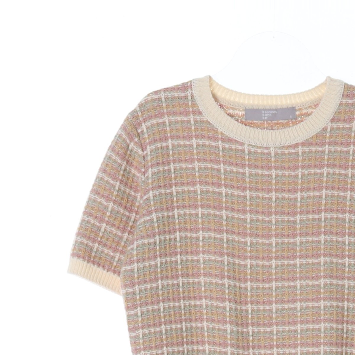 에잇세컨즈 아이보리 핑크 반팔 니트 스웨터 이미지 2