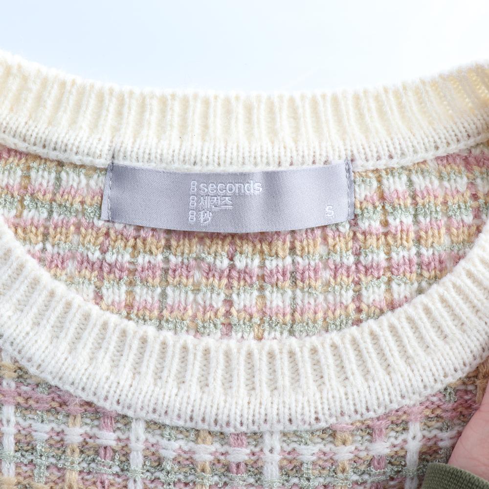 에잇세컨즈 아이보리 핑크 반팔 니트 스웨터 이미지 5