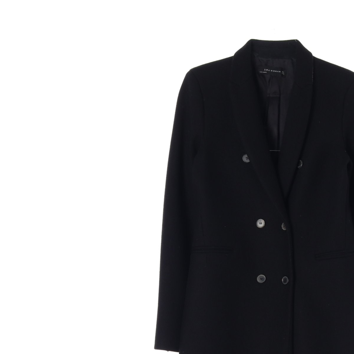 자라 블랙 울75% 더블 롱코트 이미지 2