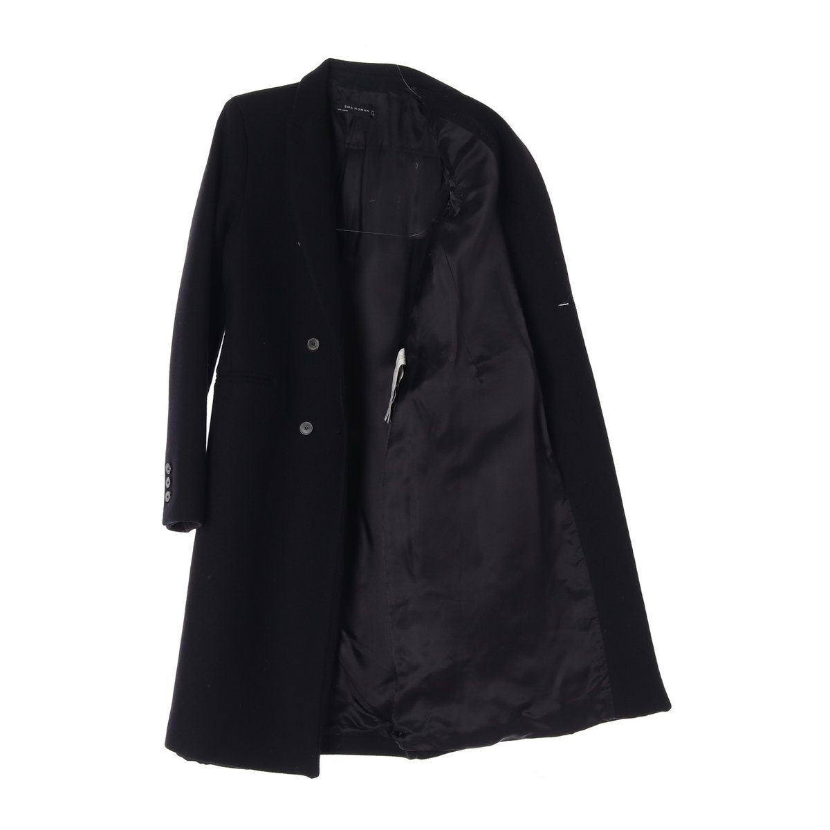 자라 블랙 울75% 더블 롱코트 이미지 4