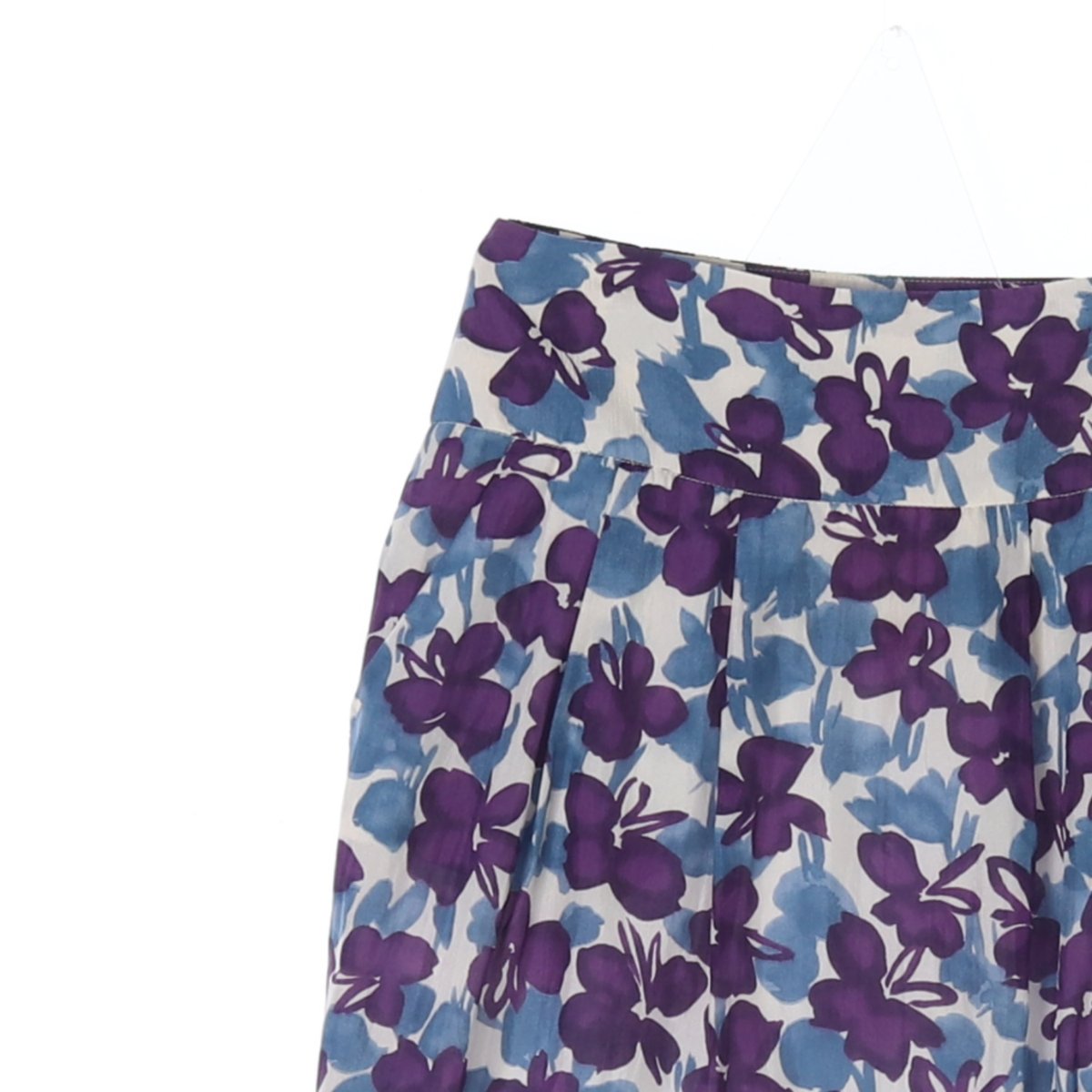 막스마라 퍼플 블루 프라워 코튼 미디 플리츠스커트 이미지 2