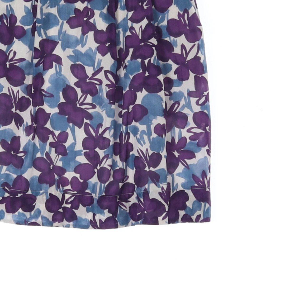 막스마라 퍼플 블루 프라워 코튼 미디 플리츠스커트 이미지 3