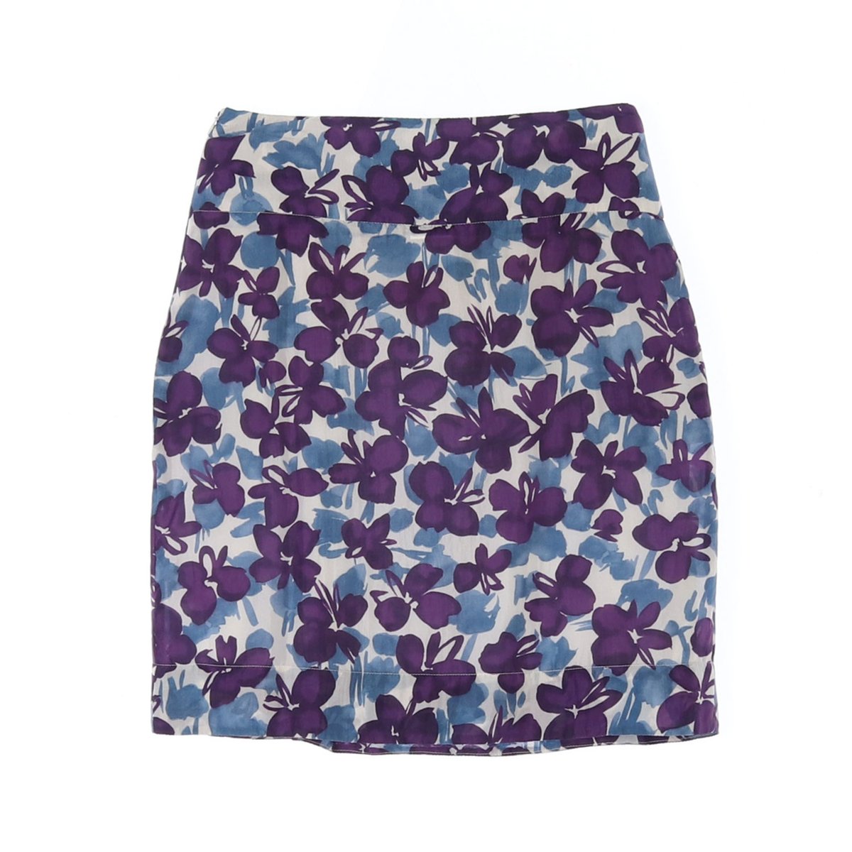 막스마라 퍼플 블루 프라워 코튼 미디 플리츠스커트 이미지 4