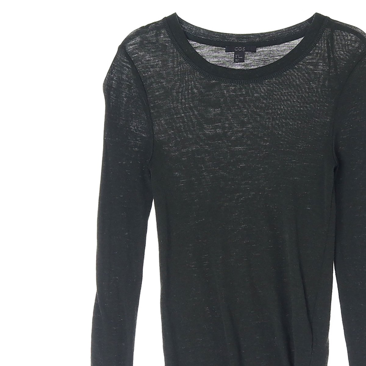 코스 울100 카키 라운드 긴팔 티셔츠 이미지 2