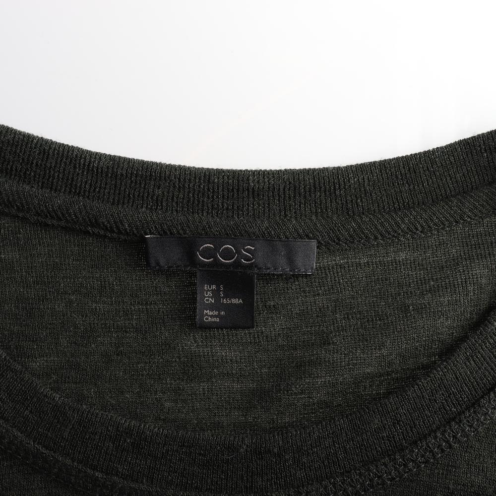 코스 울100 카키 라운드 긴팔 티셔츠 이미지 5